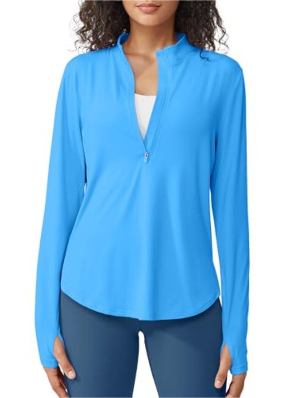 Women's UPF 50+ Long Sleeve Workout Shirt Half Zip Thumbholes